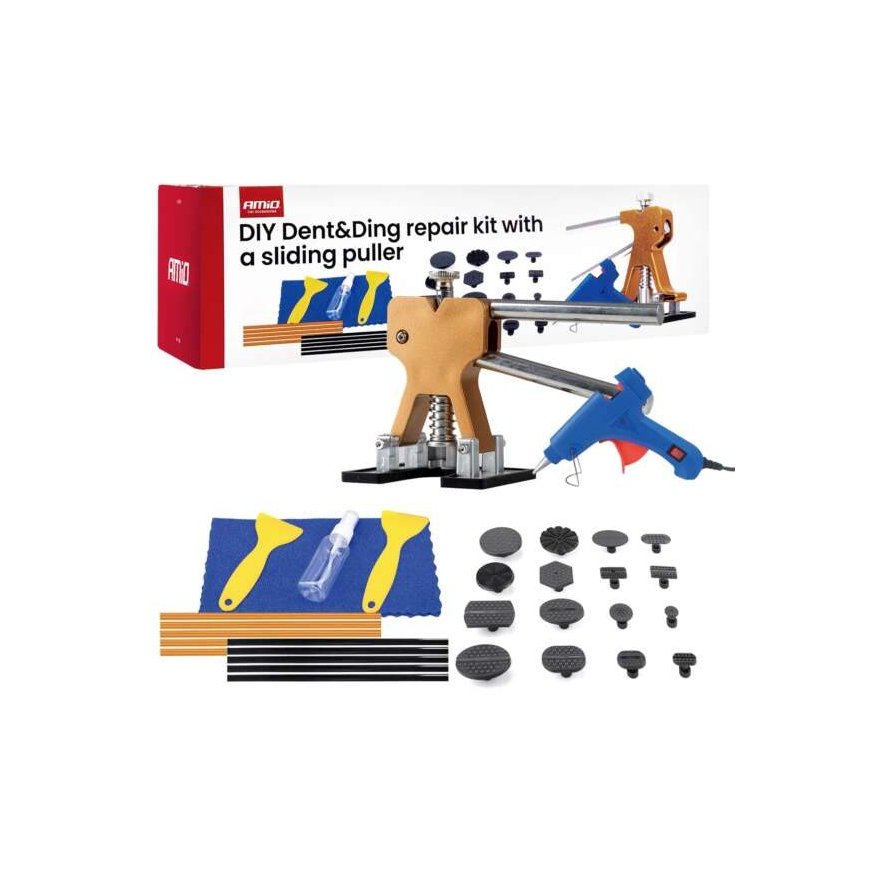 Body dent repair kit with sliding PDR puller amio-04599