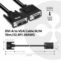 CLUB3D DVI-A TO VGA CABLE M/M 3m/ 9.8ft 28 AWG DVI-D musta