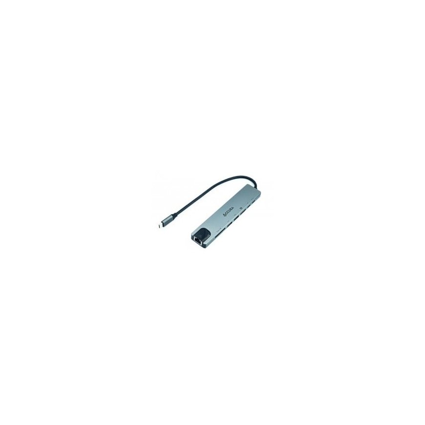 Accura USB-C 8w1 | 1x USB-C PD 100W | 1x USB 3.0 | 1x USB 2.0 | 1x HDMI | 1x RJ45 | 1x USB-C | 1x SD/TF – 2