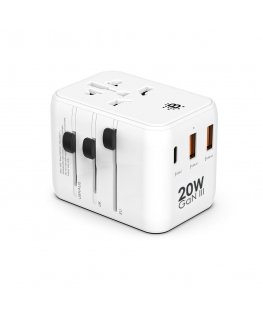 Boompods Maailmanlaajuinen matkapistoke 20 W, valkoinen