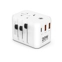 Boompods Pasaulinis ceļojumu uzlādes adapteris 20 W, balts