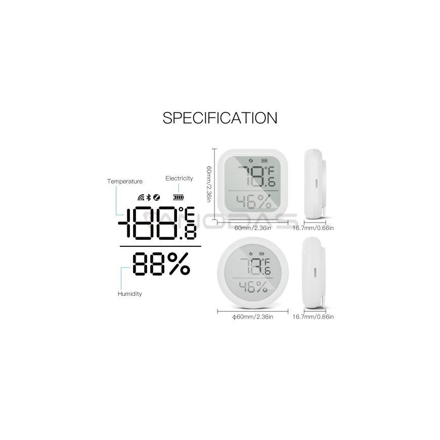 Moes Smart Wireless Indoor Temperature and Humidity Sensor, ZigBee, TUYA / Smart Life