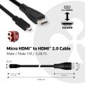 CLUB3D Micro HDMI™ to HDMI™ 2.0 4K60Hz Cable 1M / 3.28Ft CLUB3D Micro HDMI™ to HDMI™ 2.0 4K60Hz Cable 1M / 3.28Ft