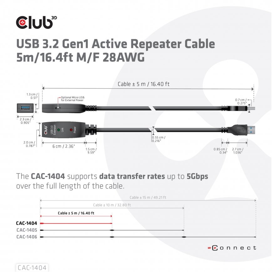 CLUB3D CAC-1404 USB-kaabel USB 3.2 Gen 1 (3.1 Gen 1) 5 m USB A Must – 4