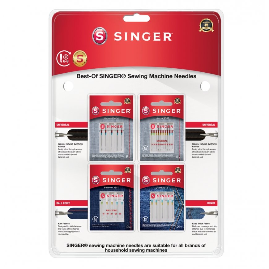 SINGER 250088002 šujamadata 25 pcs Šujmašīna Adatu komplekts