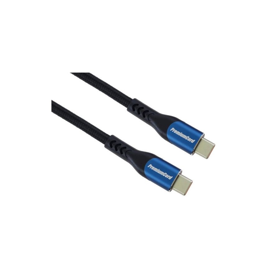 „PremiumCord“ USB-C laidas (USB 3.2 GEN 2x2, 5A, 100 W, 20 Gbit/s) 3 m, medvilnės pynė – 2