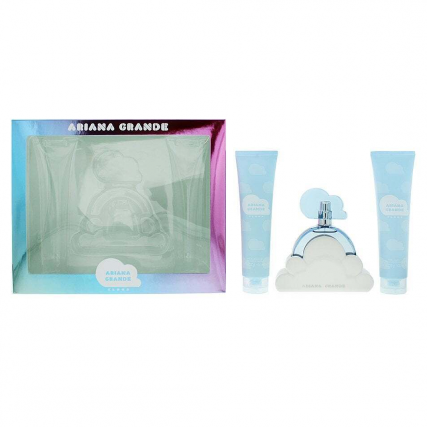 Ariana Grande: Cloud, Eau De Parfum, Moterims, 100 ml + Cloud, Drėkinantis kūno losjonas, 100 ml + Cloud, Kūno prausiklis, 100 m