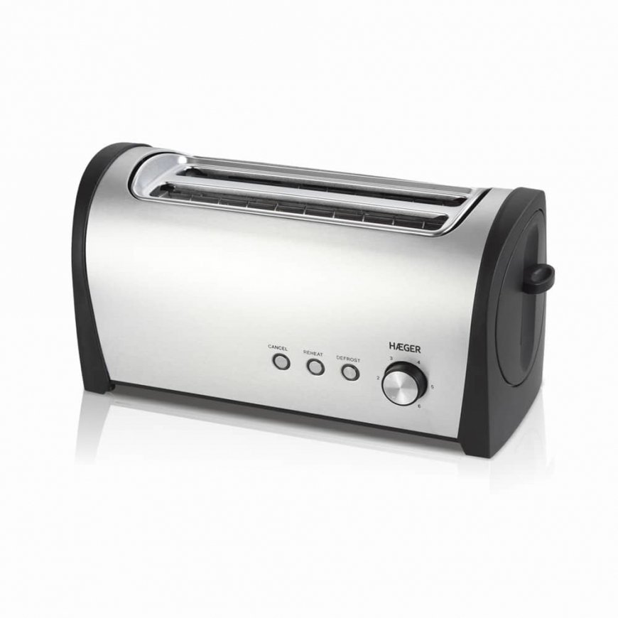 Haeger Desayuno Plus 6 2 griežinėliai 1400 W Juoda, Nerūdijančiojo plieno