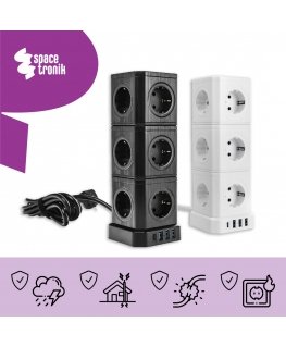 Spacetronik Power Strip 5xAC 3xUSB 1xUSB-C SPS-C02W