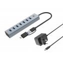 Conceptronic HUBBIES21GP interfeisa centrmezgls USB 3.2 Gen 1 (3.1 Gen 1) Type-A 5000 Mbit/s Pelēks