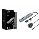 Conceptronic HUBBIES21GP interfeisa centrmezgls USB 3.2 Gen 1 (3.1 Gen 1) Type-A 5000 Mbit/s Pelēks