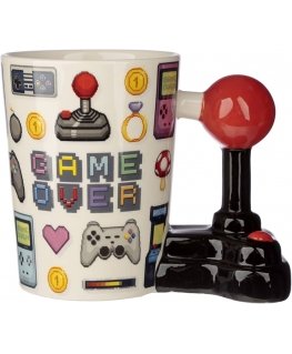 Puckator Game Over Joystick pikseļa formas roktura krūze