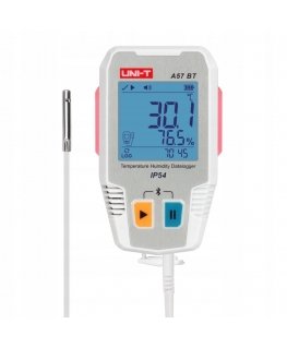 Temperature and humidity data logger, -40 ~ 85C, 0%~100% RH, 64000 points, IP54, Bluetooth, UNI-T