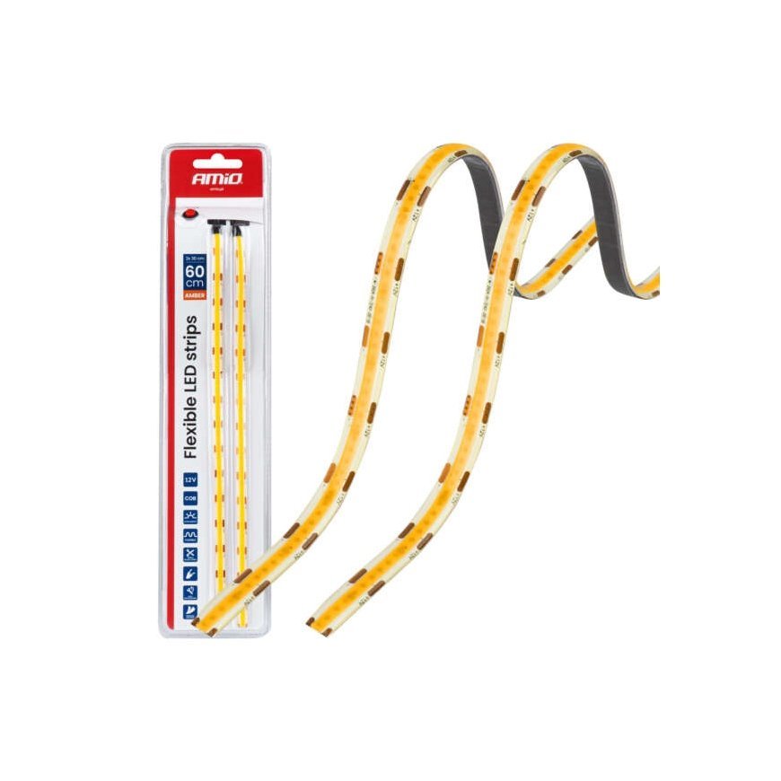 Oranssi LED-Cob-nauha autoille 2x30 cm 12 V amio-04572