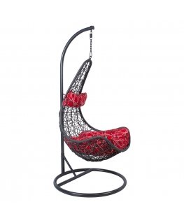 Home4You Kabantis chair COCO with cushions, 95x95xH195cm, frame: steel, color: dark gray, seating area: plastic rattan.