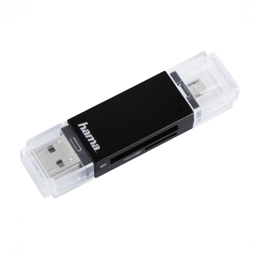 Hama Basic kortelių skaitytuvas USB 2.0/Micro-USB Juoda