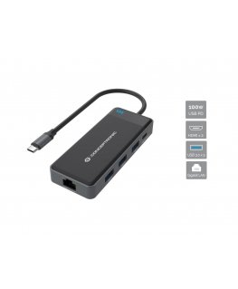Conceptronic DONN14G laptop dock/port replicator Wired USB 3.2 Gen 1 (3.1 Gen 1) Type-C Grey