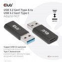 CLUB3D CAC-1525 kaapelin sukupuolenvaihtaja USB A USB TYPE C musta