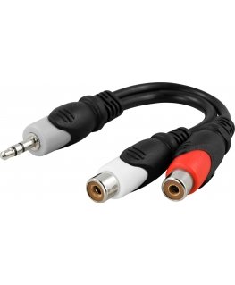 Deltaco AA-6 audio kabelis 3.5mm 2 x RCA Melns, Pelēks, Sarkans