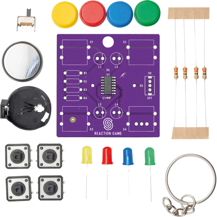 Soldered Reaction Game - Educational Soldering Kit - Attiny404 - Soldered 333139