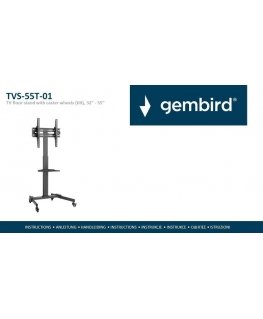 Gembird TVS-55T-01 TV floor stand with caster wheels (tilt), 32" - 55", black