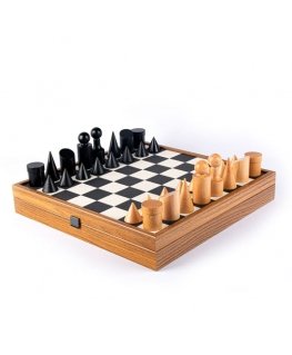 Manopoulos Bauhaus stiili šahikomplekt 40x40cm figuuridega (must ja valge)