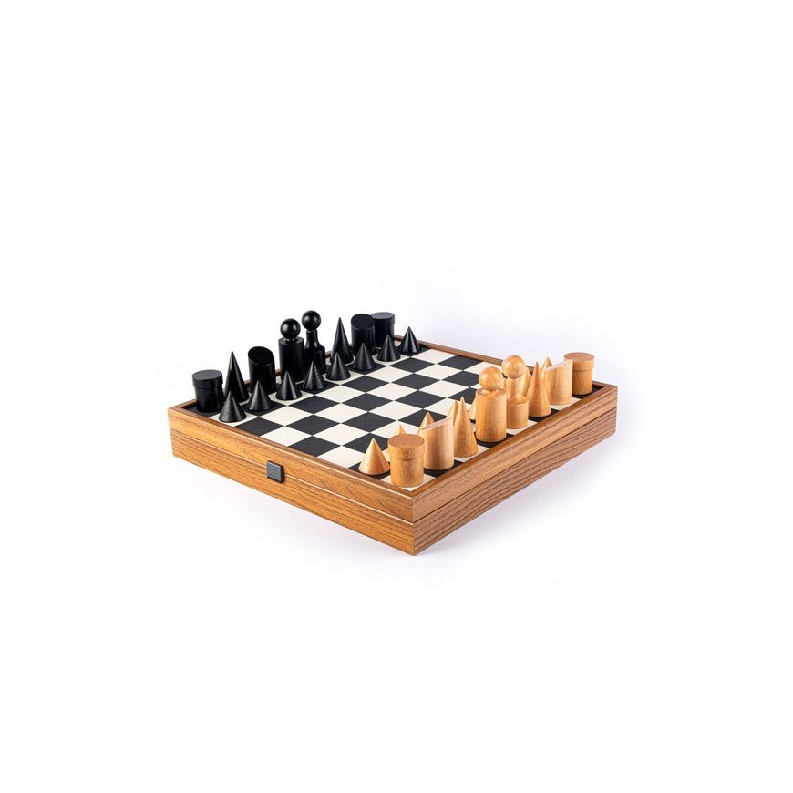 Manopoulos Bauhaus Style Chess Set 40x40cm with Pieces (Black and White)