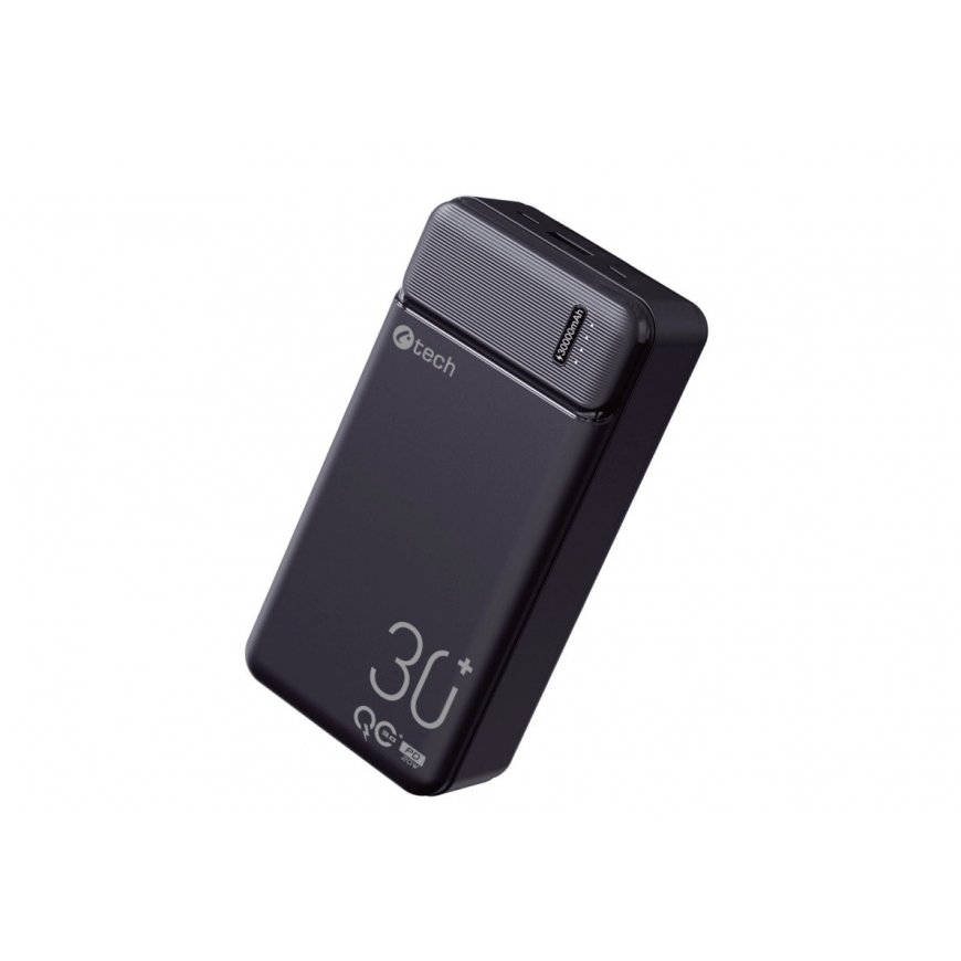Powerbank C-tech 30000mAh, Li-Pol, 20W, USB-C/USB-A/micro USB