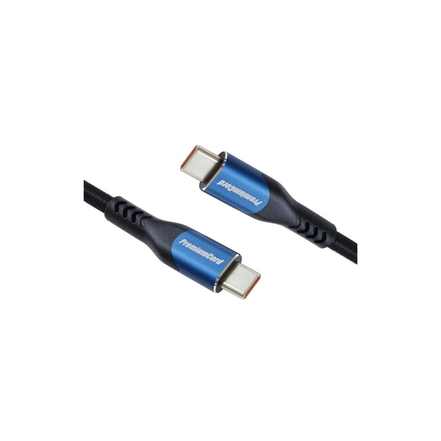 „PremiumCord“ USB-C kaabel (USB 3.2 GEN 2x2, 5A, 100W, 20Gbit/s) 1,5 m, puuvillane kootud – 2