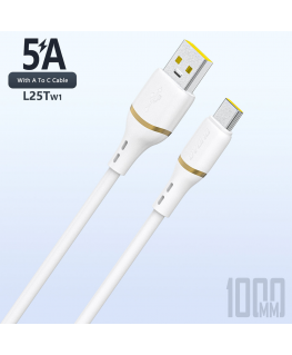 Dudao L25T USB-A - USB-C Silicone Cable 5A 1m - White