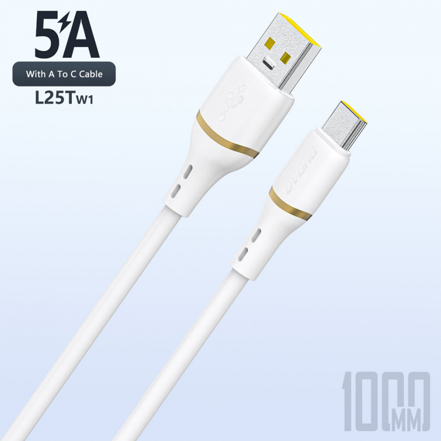Dudao L25T USB-A - USB-C Silicone Cable 5A 1m - White