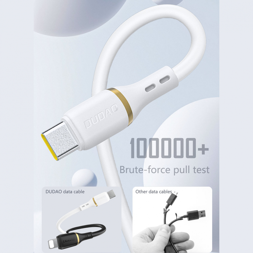 Dudao L25T USB-A - USB-C Silicone Cable 5A 1m - White – 3