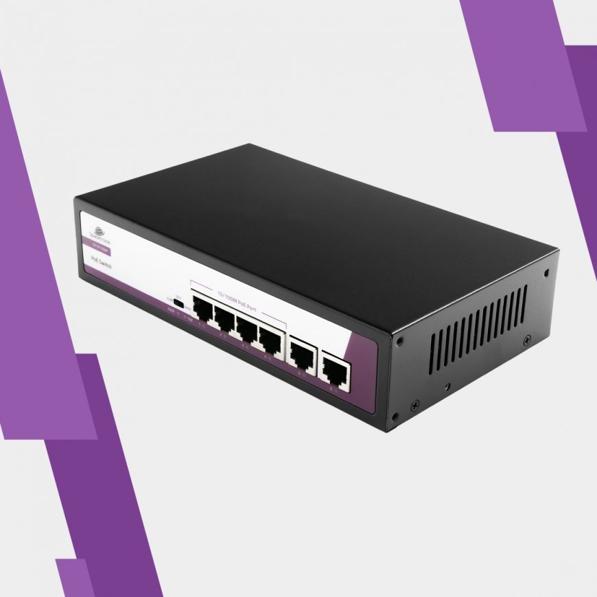Spacetronik SWITCH with 6 ports, 100Mbps POE, 65W SP-SF1006P