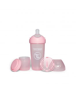 Twistshake buteliņš antikoliknu Pro Double 330ml rozā 79040
