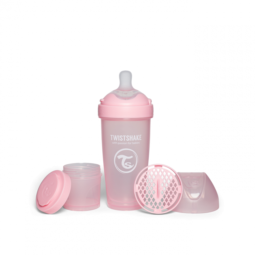 Twistshake antikolikinis buteliukas Pro Double 330 ml rožinis 79040