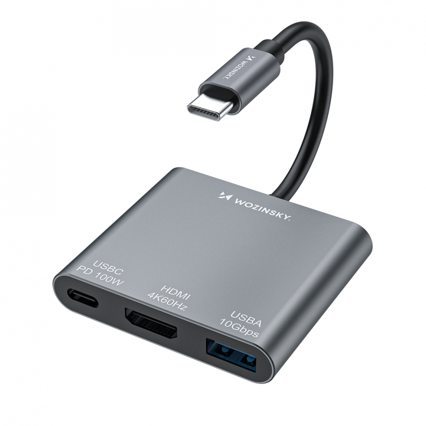 Hub Wozinsky WHCH-01 USB-C PD 100W HDMI 4K@30Hz USB-A 10Gbps - g