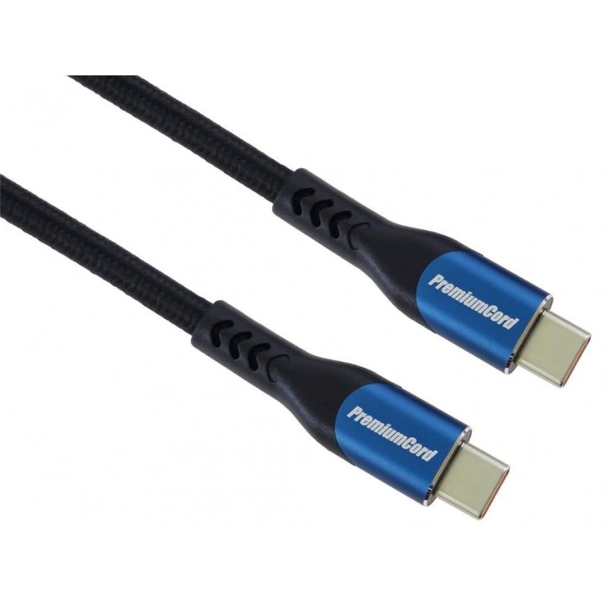 „PremiumCord“ USB-C kabelis (USB 3.2 GEN 2x2, 5A, 100W, 20Gbit/s) 0,5 m, kokvilnas austs – 2
