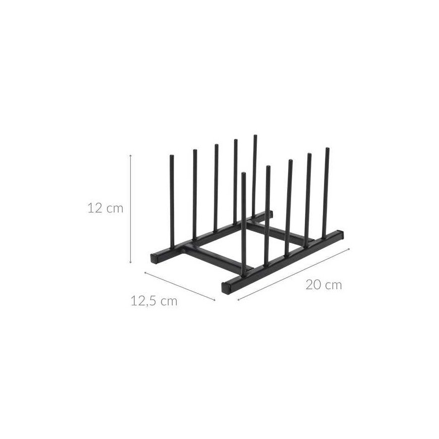 Mājas stila kolekcija Puodo vāka un šķīvju turētājs metāla melnā krāsā 19,5x12,5x12 cm – 2