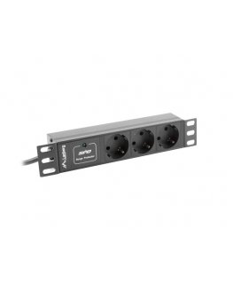Lanberg PDU-03F-0200-BK power distribution unit (PDU) 3 AC outlet(s) 1U Black