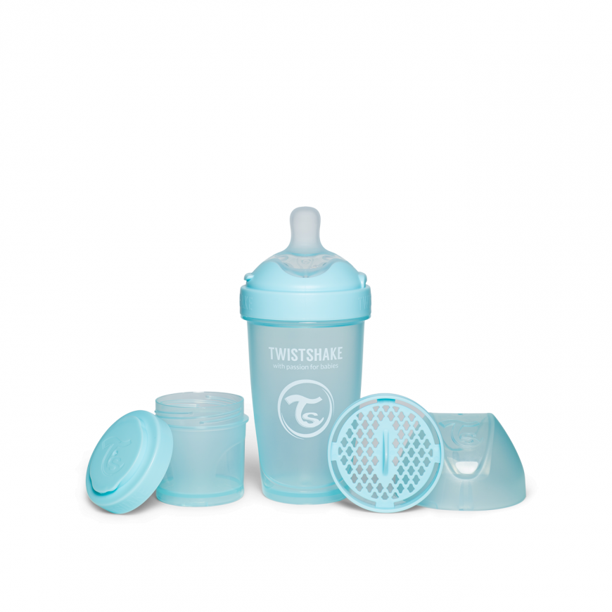 Twistshake antikolikinis Pro Double 260ml pudele, zila 79025