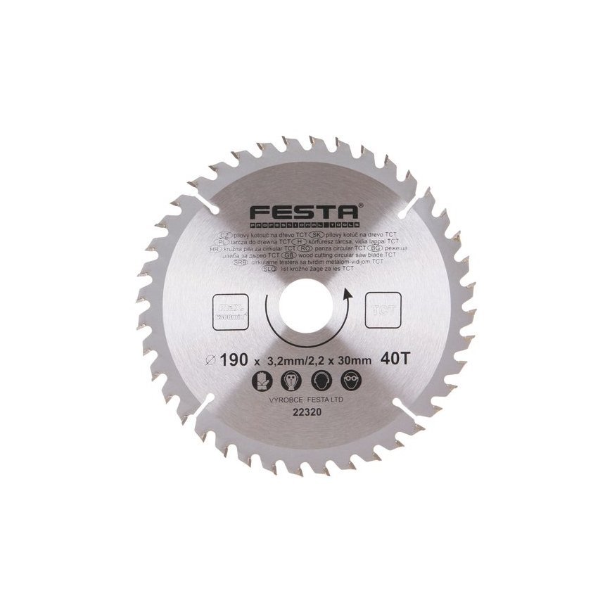 Festa koka zāģa asmens TCT, O 190 x 3,2 x 30 mm, 40 zobi – 2