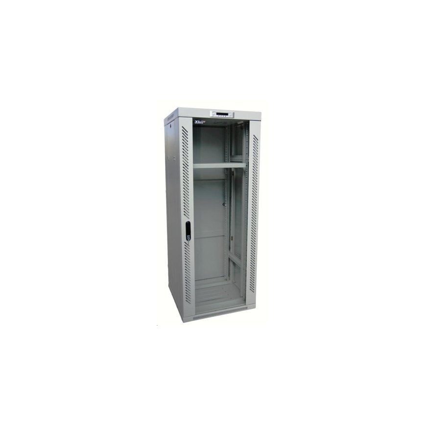 LEXI-Net 19" seinale pult 37U 600x800 lahtivõetav, ventilatsiooniüksus, termostaadi, rattad, 600kg, klaas, hall