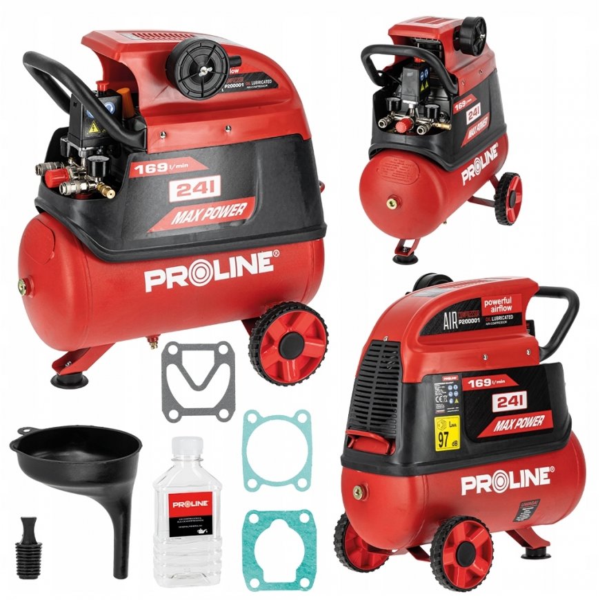 õhkompressor 24l, 1500w/2hp, 8bar, 169l/min proline