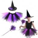 Lean Toys Kids Witch Costume with Hat, Skirt, and Broom Lean Toys Kids Witch Costume with Hat, Skirt, and Broom