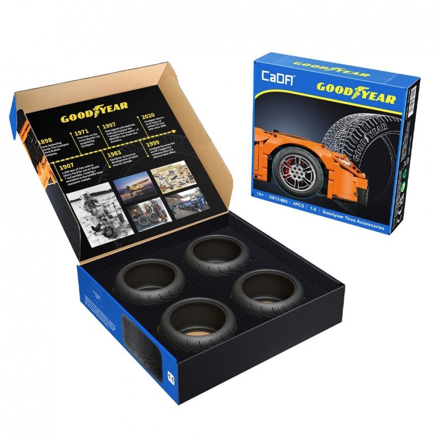 CaDA licensed tire set Goodyear for 1:10 RC vehicles and static models 4 pieces D014-003 – 2