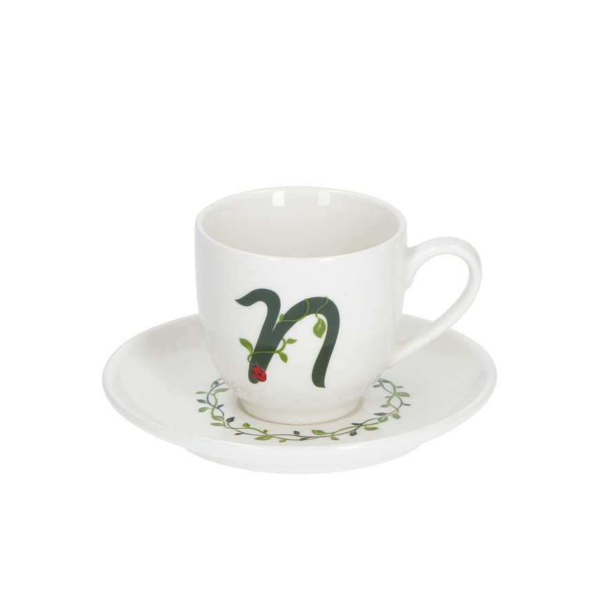 LA PORCELLANA BIANCA SOLOTUA Krūze un šķīvis 90 ml, Raksts N