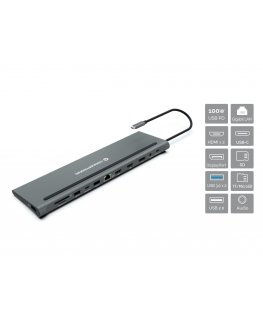 Conceptronic DONN17G laptop dock/port replicator Wired USB 3.2 Gen 1 (3.1 Gen 1) Type-C Grey