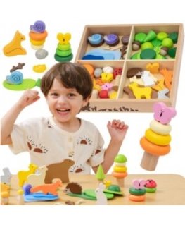 Viga Toys Puitfiguurid ehitusplokid Džiungli loomad, Viga