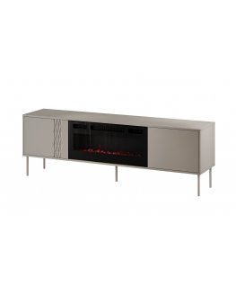 Cama RTV spintelė EF + židinys juoda TRESSE 180x40x54,5 kašmyras matinis