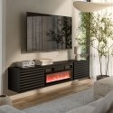 Cama RTV spintelė TULA 183x35x37 juoda matinė + juodas židinys Cama RTV spintelė TULA 183x35x37 juoda matinė + juodas židinys